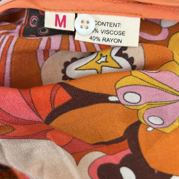 NWT CeliaB Gongga Orange Floral Fringe Trim Long Sleeve Maxi Dress Sz M RARE - Picture 6 of 16